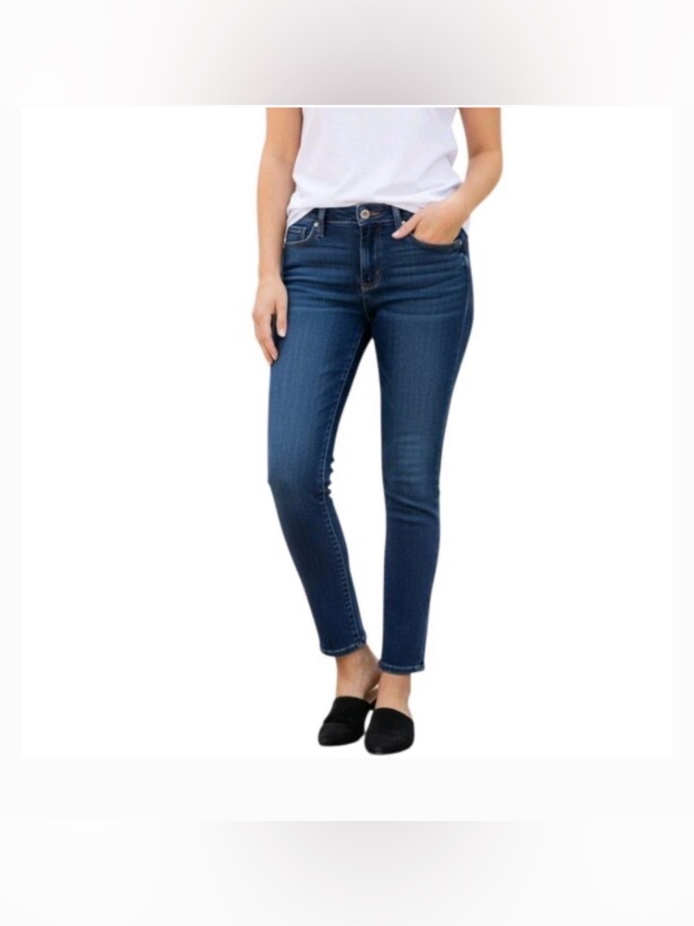 PAIGE Skyline Skinny Jeans size 26 mid rise dark blue wash EUC BTS comfy stylish
